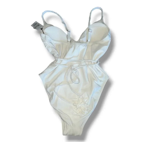 Shade & Shore Women's Braid Detail Extra High Leg Cheeky One Piece Swimsuit - Picture 3 of 9